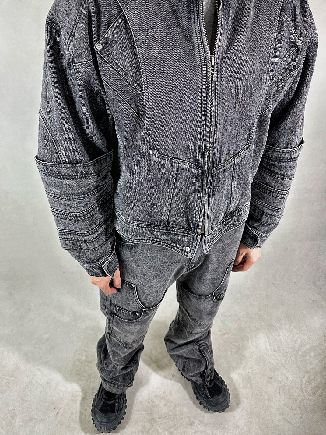 WoosterArchive | Oversized Layer Sleeves Aged Biker Jacket - PSYLOS 1, WoosterArchive | Oversized Layer Sleeves Aged Biker Jacket, Men's Wear, WoosterArchive, PSYLOS 1